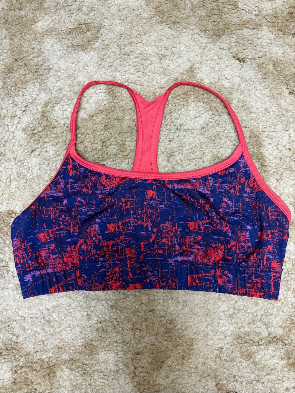 Women’s Racerback Sports Bra in Navy and Pink